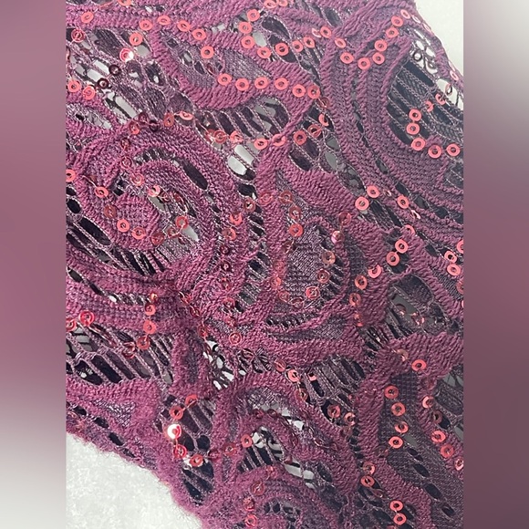 Ursula of Switzerland Burgundy Wine Mother of the Bride Lace Sequin Dress - Picture 9 of 10